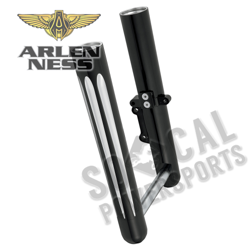 Arlen Ness - Arlen Ness Hot Legs Single Disc Fork Leg Set - Deep Cut - Black - 06-553