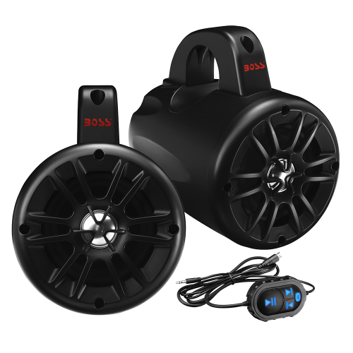 Boss Audio - Boss Audio BM40AMPBT 4" 2-Way Amplified Roll Cage/Waketower Speaker Pods w/Bluetooth Controller