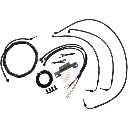 LA Choppers - LA Choppers Complete Handlebar Cable/Brake & Clutch Line/Wire Kit - Black Vinyl/Stainless - LA-8055KT2-08M