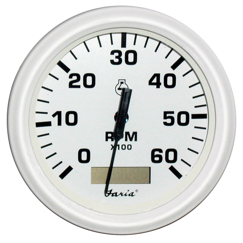 Faria Beede Instruments - Faria Dress White 4" Tachometer w/Hourmeter - 6000 RPM (Gas) (Inboard)
