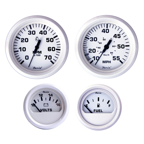 Faria Beede Instruments - Faria Dress White Boxed Set - Outboard Motors