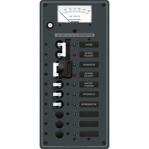 Blue Sea Systems - Blue Sea 8489 Breaker Panel - AC 2 Sources + 6 Positions - White