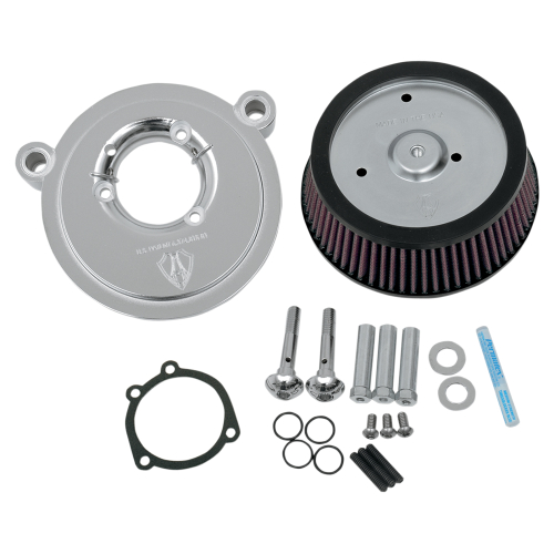 Arlen Ness - Arlen Ness Big Sucker Stage I Air Filter Kit - Chrome Backing Plate - Red Filter - 18-507