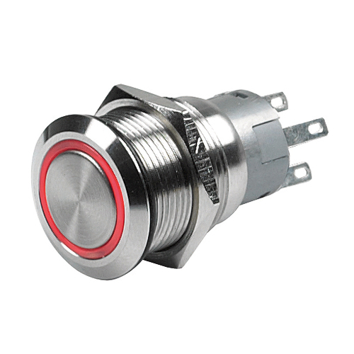 Marinco - Marinco Push Button Switch - 24V Latching On/Off - Red LED