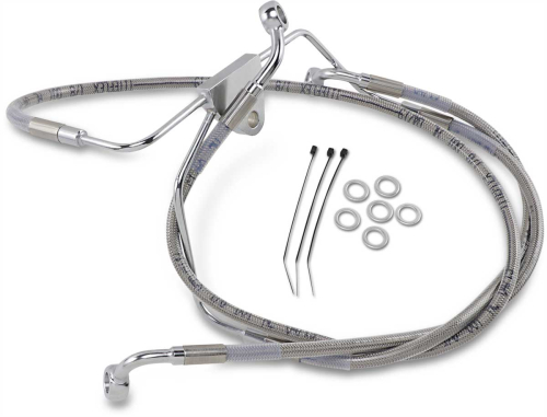 Drag Specialties - Drag Specialties Extended Stainless Steel Front Brake Line Kit - Clear Coated - 16in./32 7/8in. - 660411-6