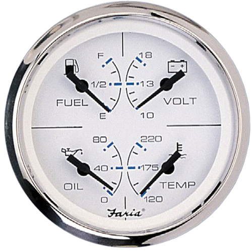 Faria Beede Instruments - Faria Chesapeake White SS 4" Multifunction Gauge