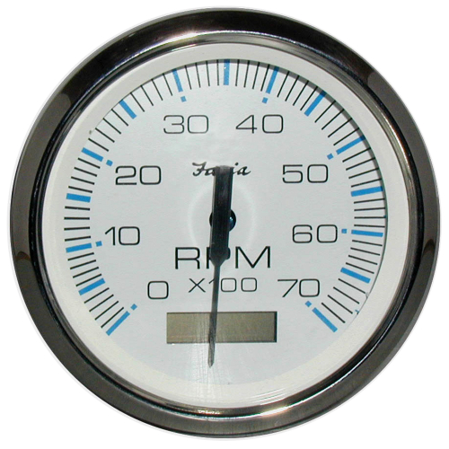 Faria Beede Instruments - Faria Chesapeake White SS 4" Tachometer w/Hourmeter - 7000 RPM (Gas) (Outboard)