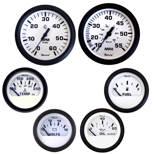 Faria Beede Instruments - Faria Euro White Boxed Set - Inboard Motors