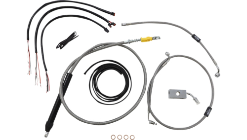 LA Choppers - LA Choppers Complete Handlebar Cable/Brake & Clutch Line/Wire Kit - Stainless Braided - LA-8155KT2-19