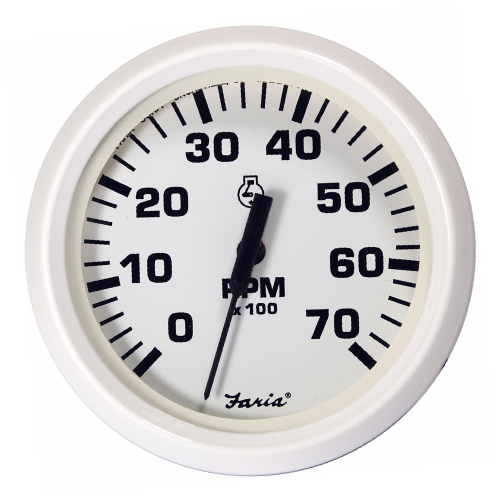 Faria Beede Instruments - Faria Dress White 4" Tachometer - 7000 RPM (Gas) (All Outboards)