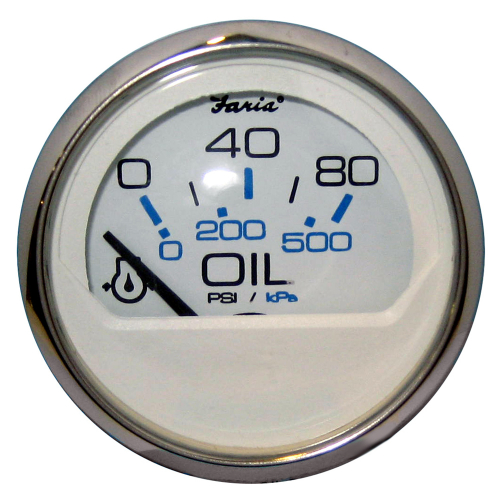 Faria Beede Instruments - Faria Chesapeake White SS 2" Oil Pressure Gauge (80 PSI)