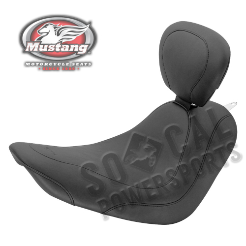 Mustang - Mustang Wide Tripper Solo Seat with Driver Backrest - Smooth - Black - 79735