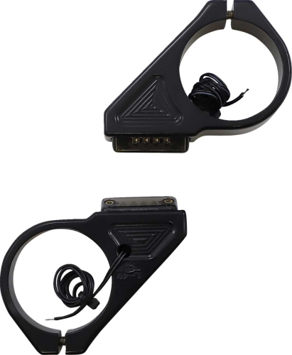 Joker Machine - Joker Machine Rectangle Led Fork Mount Turn Signal - 49mm. - Black Anodized/Smoked Lenses - 05-305-1