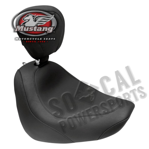 Mustang - Mustang Wide Tripper Solo Seat with Driver Backrest - Smooth - Black - 79336