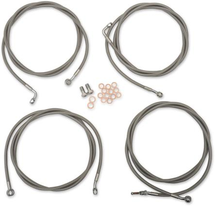 LA Choppers - LA Choppers Standard Handlebar Cable/Brake & Clutch Line/Wire Kit - Stainless Braided - LA-8054KT-08