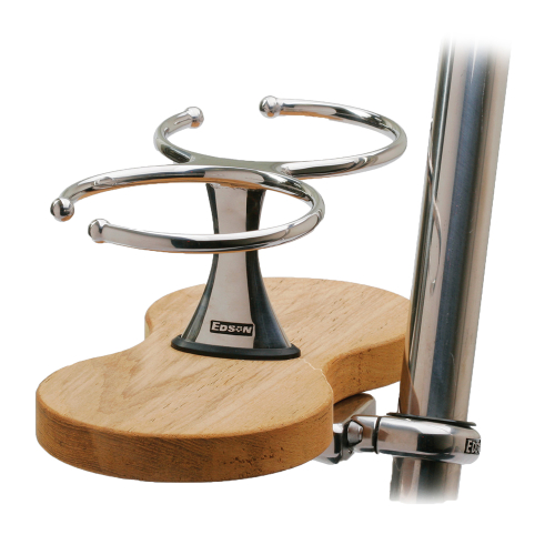 Edson Marine - Edson Clamp-On Drink Holder - Double - Teak