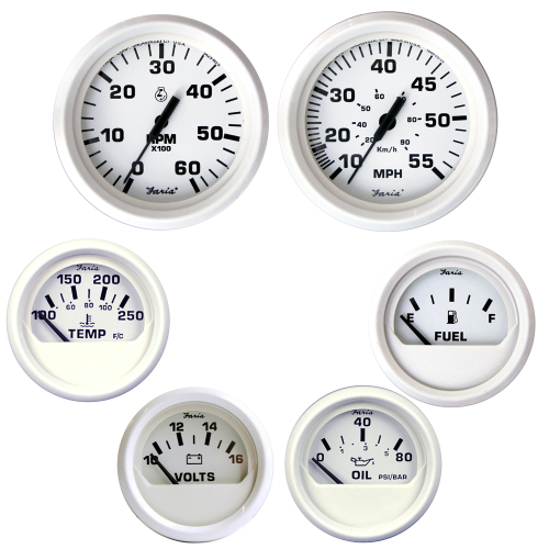 Faria Beede Instruments - Faria Dress White Boxed Set - Inboard Motors