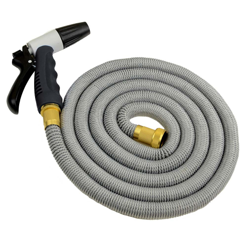 HoseCoil - HoseCoil Expandable 25&#39; Grey Hose Kit w/Nozzle &amp; Bag