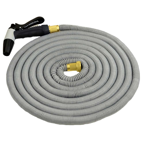 HoseCoil - HoseCoil Expandable 50&#39; Grey Hose Kit w/Nozzle &amp; Bag
