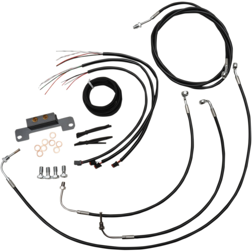 LA Choppers - LA Choppers Complete Handlebar Cable/Brake & Clutch Line/Wire Kit - Black Vinyl/Stainless Braided - LA-8055KT2-13B