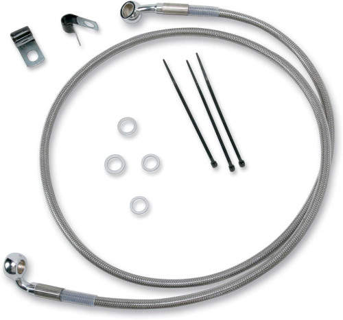 Drag Specialties - Drag Specialties Extended Stainless Steel Front Brake Line Kit - Clear Coated - 47 1/4in. - 640210-2