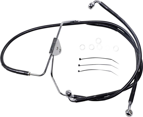 Drag Specialties - Drag Specialties Extended Stainless Steel Front Brake Line Kit - Black Vinyl Coated - 15 3/8in./25in. - 620085-2BLK