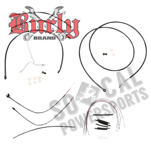 Burly Brand - Burly Brand Extended Cable/Brake Line Kit for 15in. Ape Handlebars - Black Vinyl - B30-1114
