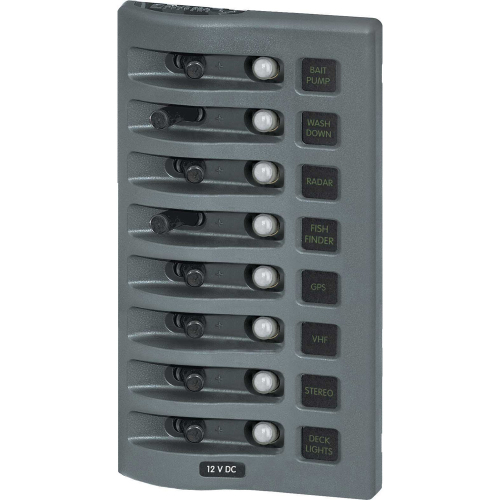 Blue Sea Systems - Blue Sea 4378 WeatherDeck Water Resistant Circuit Breaker Panel - 8 Position - Grey