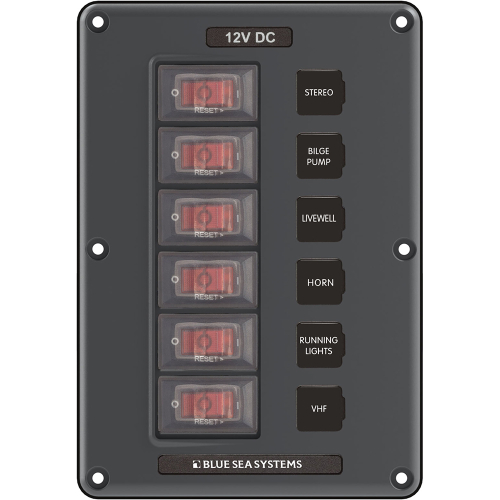 Blue Sea Systems - Blue Sea 4322 Circuit Breaker Switch Panel 6 Position - Gray
