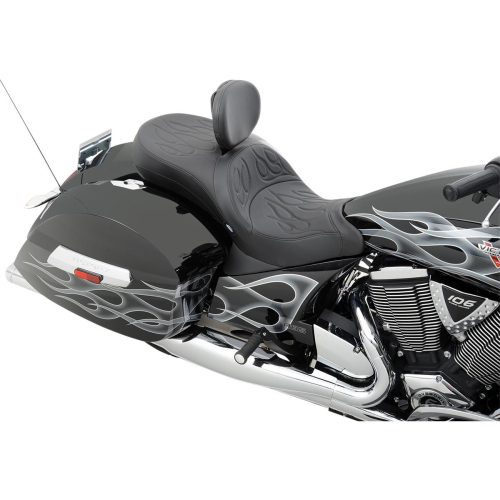 Drag Specialties - Drag Specialties Low-Profile Touring Seat for Victory OEM Backrest - Flame Stitch - 0810-1543
