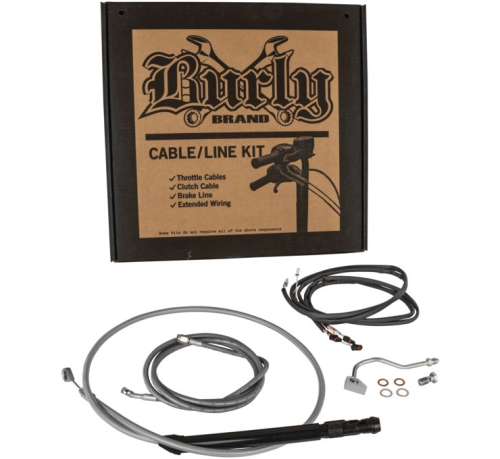 Burly Brand - Burly Brand Extended Cable/Brake Line Kit for 15in. Ape Handlebar - Stainless - B30-1317