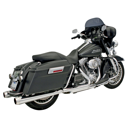Bassani Manufacturing - Bassani Manufacturing 4in. Slip-On Megaphone Mufflers with 2 1/2in. Performance Baffles -  Chrome with Billet End Cap - FLH-517L