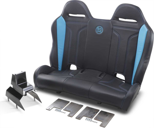 BS Sand - BS Sand Performance Front/Rear Bench Seat - Double T - Black/Titanium Blue - PEBETBDTC