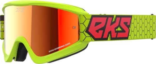 EKS Brand - EKS Brand GOX Flat Out Mirror Goggles - Red Lens - 067-60510 - Flo Yellow/Black/Fire - OSFA