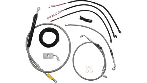 LA Choppers - LA Choppers Complete Handlebar Cable/Brake & Clutch Line/Wire Kit - Stainless Braided - LA-8155KT2-16