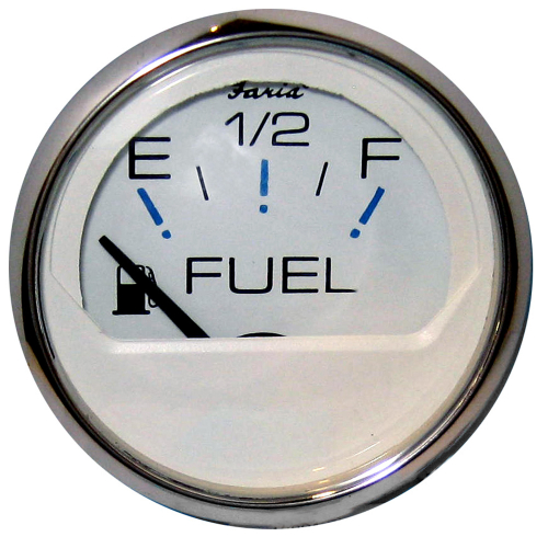Faria Beede Instruments - Faria Chesapeake White SS 2" Fuel Level Gauge (E-1/2-F)