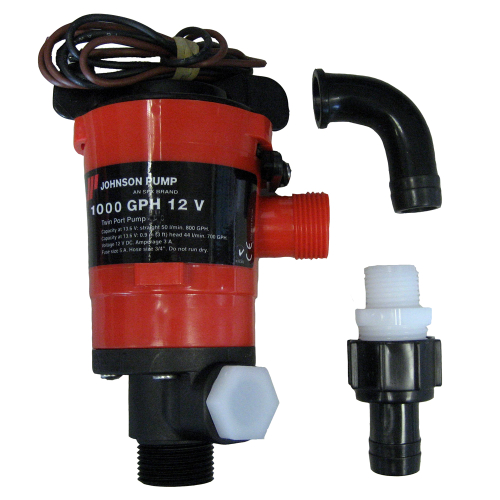 Johnson Pump - Johnson Pump Twin Port 1000 GPH Livewell Aerating Pump - 12V