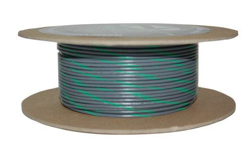 Namz - Namz 100-Foot OEM Color Wire Spool - 20 Gauge - Gray/Green Stripe - NWR-85-100-20
