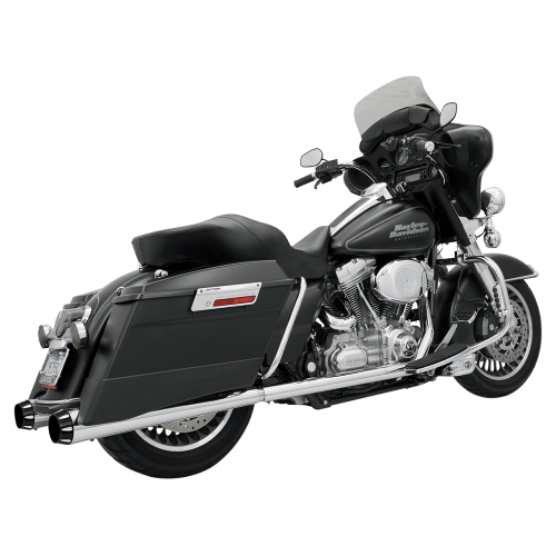 Bassani Manufacturing - Bassani Manufacturing +P Stepped True-Duals Exhaust System - Chrome with Black End Caps - 1F46R