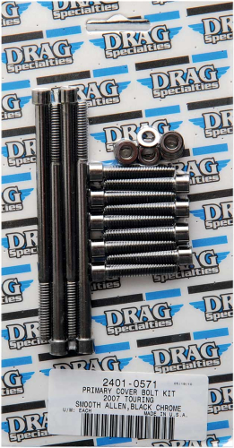 Drag Specialties - Drag Specialties Primary Cover Black Chrome Socket-Head Bolt Set - Smooth - MK673SBK