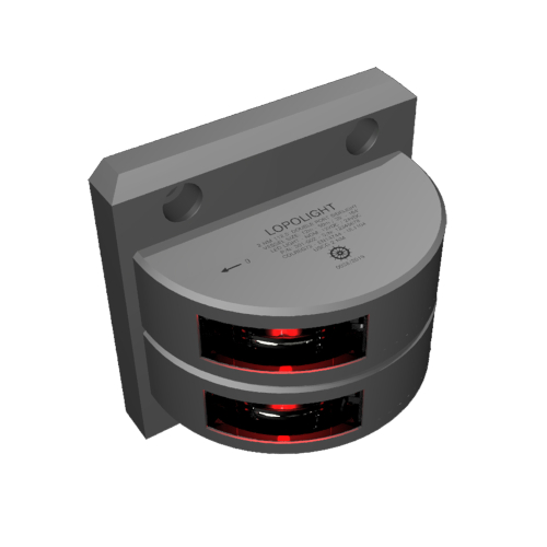 Lopolight - Lopolight Double Port SideLight - Vertical Mount - Silver Housing - 2nm - Red