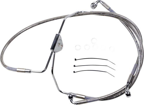 Drag Specialties - Drag Specialties Extended Stainless Steel Front Brake Line Kit - Clear Coated - 15 3/8in./25in. - 620085-2