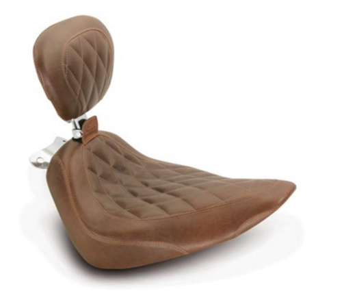 Mustang - Mustang Wide Tripper Solo Seat with Driver Backrest - Diamond Stitch - Brown - 79823