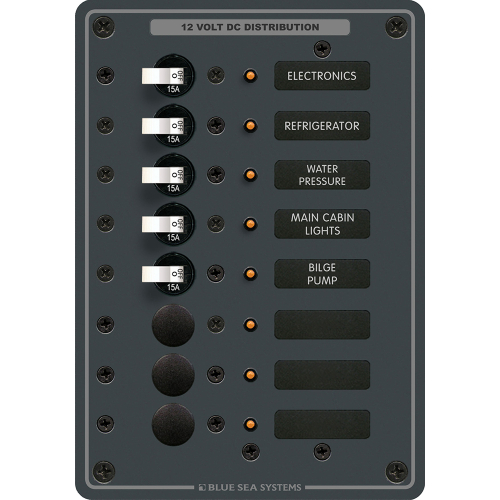 Blue Sea Systems - Blue Sea 8023 DC 8 Position Circuit Breaker - White Switches