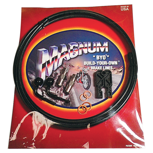 Magnum - Magnum BYO Build-Your-Own DOT Single Disc Brake Line Kit with 6ft Brake Line - 180 Deg Banjo - Black - 496700A