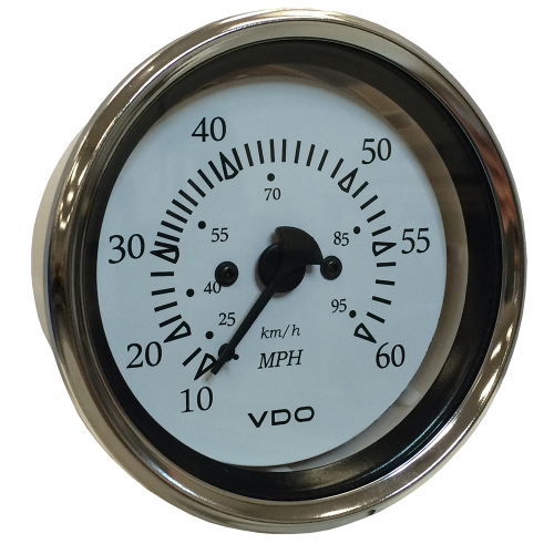 VDO - VDO Cockpit Marine 85MM (3-3/8") Pitot Speedometer - 0 to 60 MPH - White Dial/Chrome Bezel