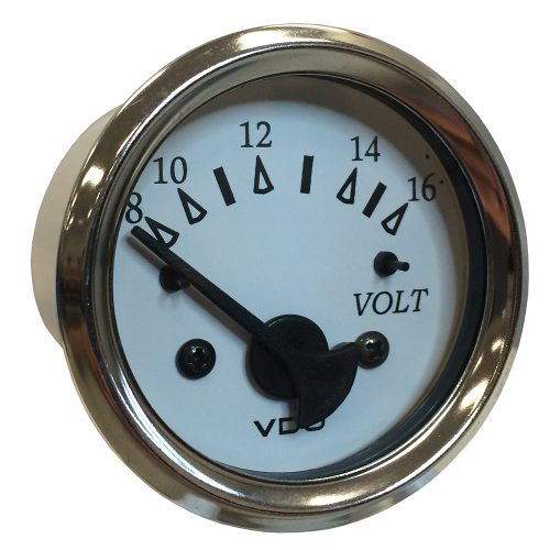 VDO - VDO Cockpit Marine 52MM (2-1/16") Voltmeter - White Dial/Chrome Bezel