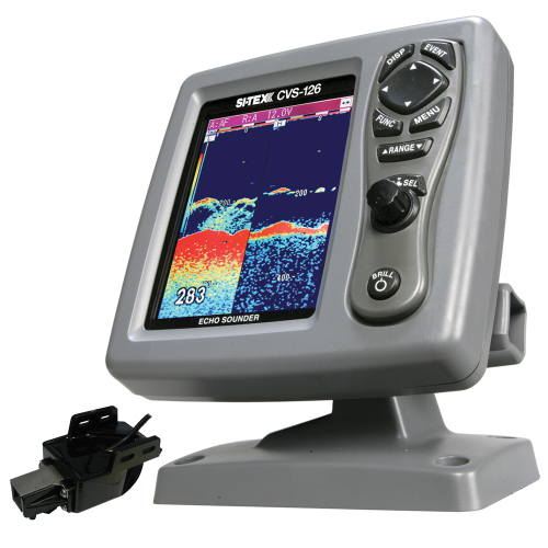 SI-TEX - SI-TEX CVS-126 Dual Frequency Color Echo Sounder w/Transom Mount Triducer 250/50/200ST-CX