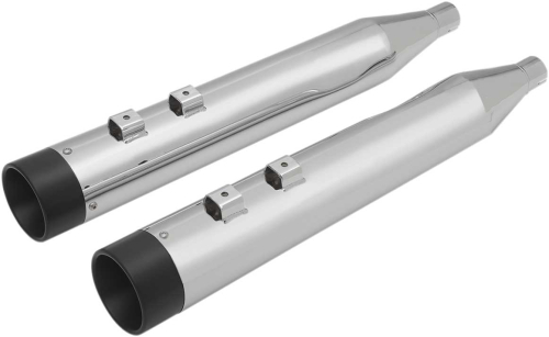 Drag Specialties - Drag Specialties 4in. Slip-Ons - Chrome with Black Billet Aluminum End Caps - 1801-1262
