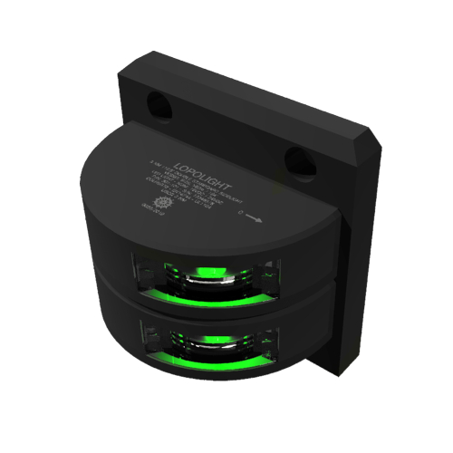 Lopolight - Lopolight Double Green Starboard SideLight - 3nm - Black Housing - Vertical Mount